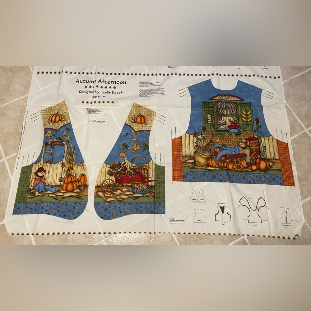 Stamp fabric vest pattern assembly required